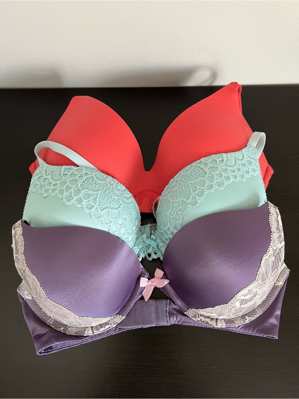 3-Pack Bras in Coral, Mint & Purple | 32C